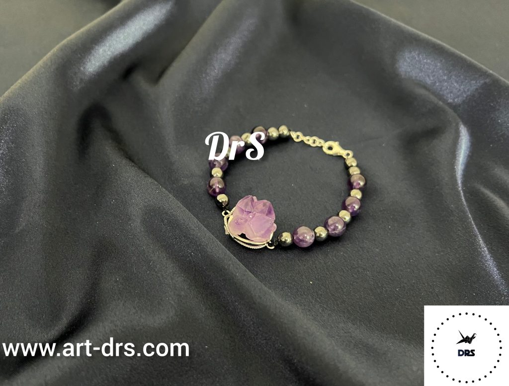 دستبند راف آمیتیست با حدید و نقره