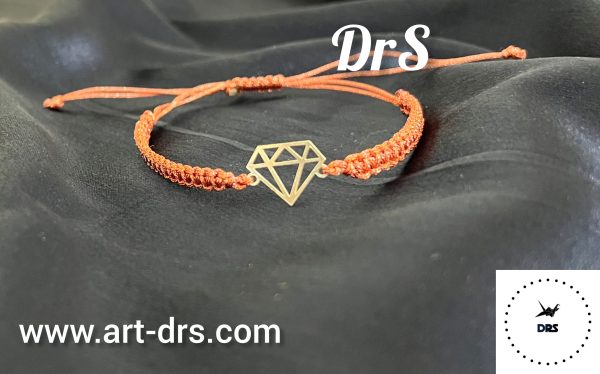 دستبند نقره پلاک طرح الماس