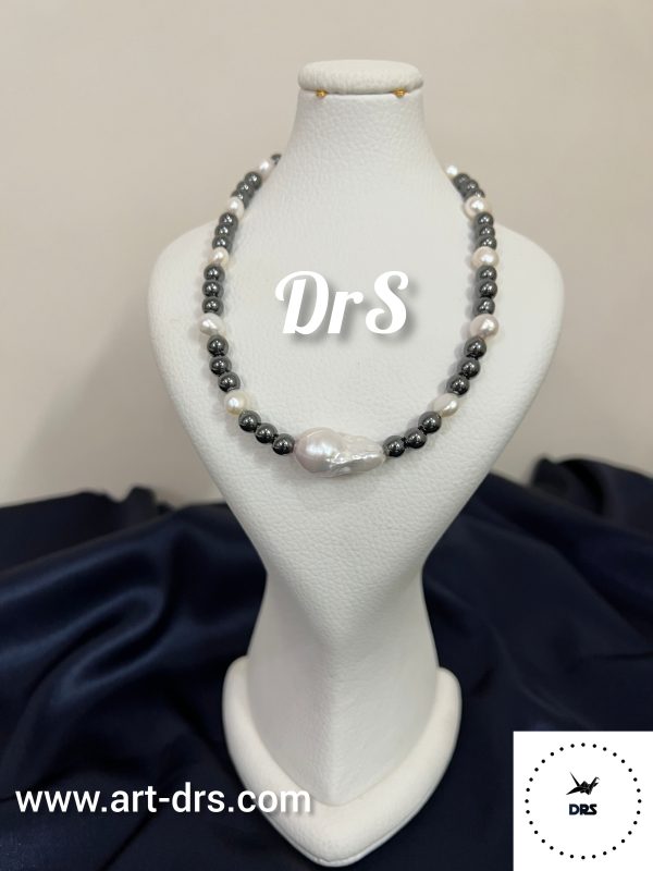گردنبند مروارید اصل باروک با نقره و حدید