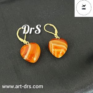 گوشواره عقیق کارنلین و نقره طرح قلبی