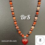 گردنبند بلند و رومانتویی عقیق کارنلین قلبی