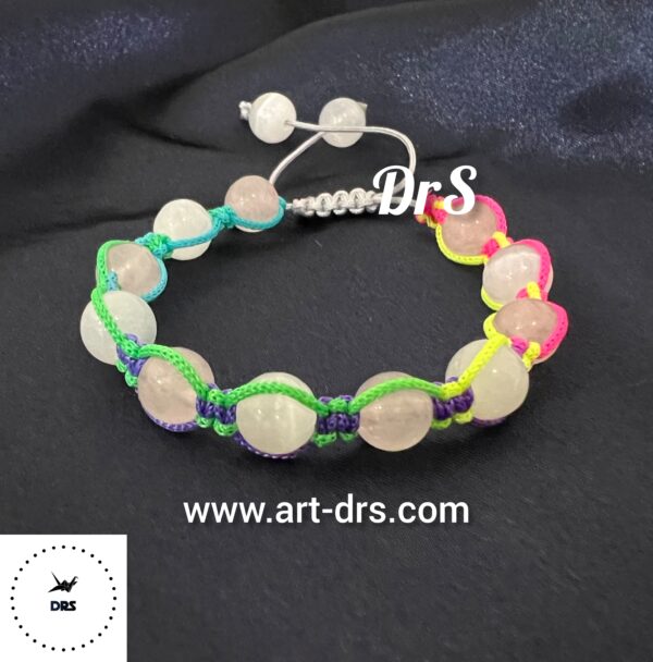 دستبند کوارتز صورتی و سلنایت