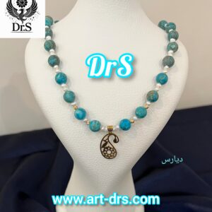 گردنبند طلا طرح جقه با فیروزه و مروارید