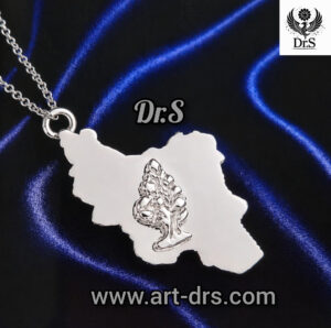 آويز گردنبند نقره نقشه ايران و سرو برند دياراس