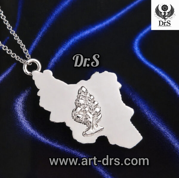 آويز گردنبند نقره نقشه ايران و سرو برند دياراس